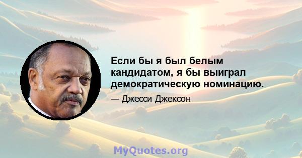 Если бы я был белым кандидатом, я бы выиграл демократическую номинацию.