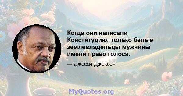 Когда они написали Конституцию, только белые землевладельцы мужчины имели право голоса.