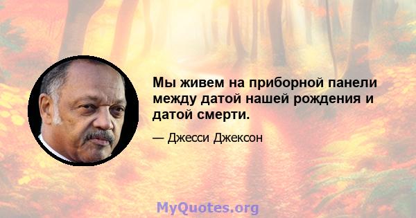 Мы живем на приборной панели между датой нашей рождения и датой смерти.