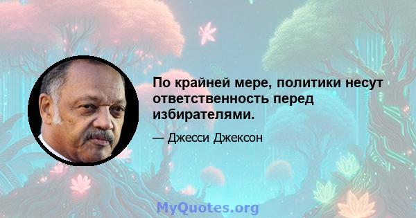 По крайней мере, политики несут ответственность перед избирателями.