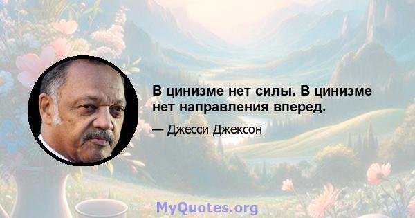 В цинизме нет силы. В цинизме нет направления вперед.