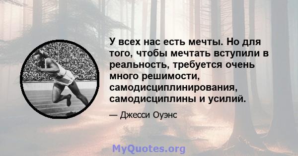 У всех нас есть мечты. Но для того, чтобы мечтать вступили в реальность, требуется очень много решимости, самодисциплинирования, самодисциплины и усилий.