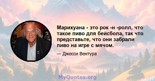 Марихуана - это рок -н -ролл, что такое пиво для бейсбола, так что представьте, что они забрали пиво на игре с мячом.