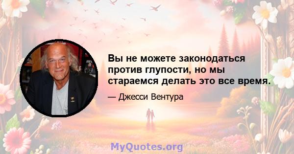 Вы не можете законодаться против глупости, но мы стараемся делать это все время.