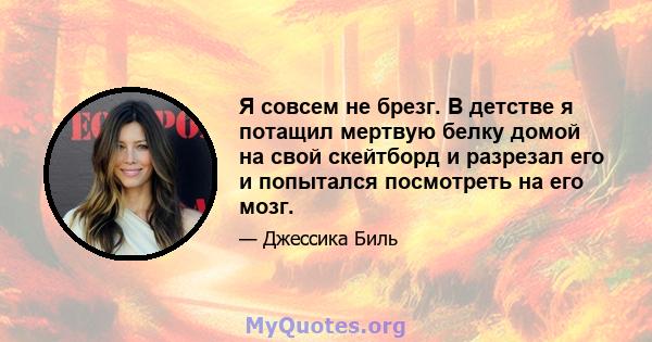 Я совсем не брезг. В детстве я потащил мертвую белку домой на свой скейтборд и разрезал его и попытался посмотреть на его мозг.