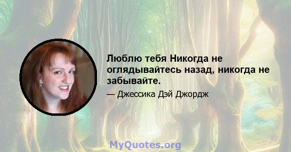 Люблю тебя Никогда не оглядывайтесь назад, никогда не забывайте.