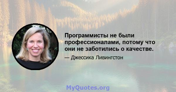 Программисты не были профессионалами, потому что они не заботились о качестве.