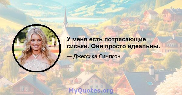 У меня есть потрясающие сиськи. Они просто идеальны.