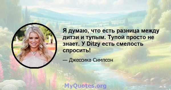 Я думаю, что есть разница между дитзи и тупым. Тупой просто не знает. У Ditzy есть смелость спросить!