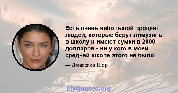 Есть очень небольшой процент людей, которые берут лимузины в школу и имеют сумки в 2000 долларов - ни у кого в моей средней школе этого не было!