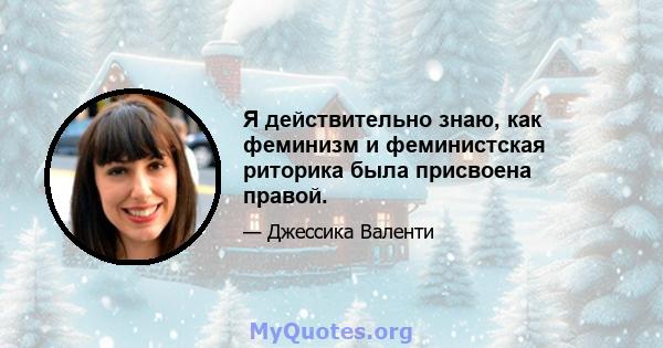 Я действительно знаю, как феминизм и феминистская риторика была присвоена правой.