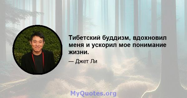 Тибетский буддизм, вдохновил меня и ускорил мое понимание жизни.