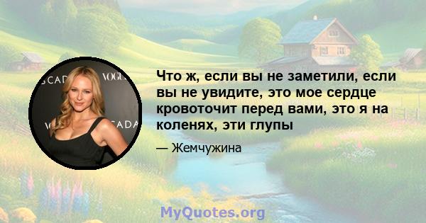 Что ж, если вы не заметили, если вы не увидите, это мое сердце кровоточит перед вами, это я на коленях, эти глупы