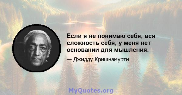 Если я не понимаю себя, вся сложность себя, у меня нет оснований для мышления.