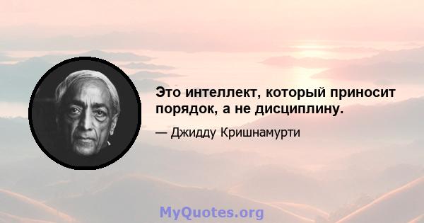 Это интеллект, который приносит порядок, а не дисциплину.