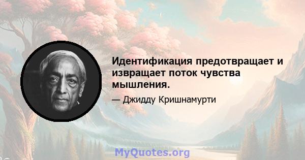 Идентификация предотвращает и извращает поток чувства мышления.