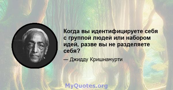 Когда вы идентифицируете себя с группой людей или набором идей, разве вы не разделяете себя?