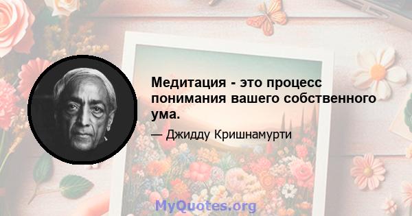 Медитация - это процесс понимания вашего собственного ума.