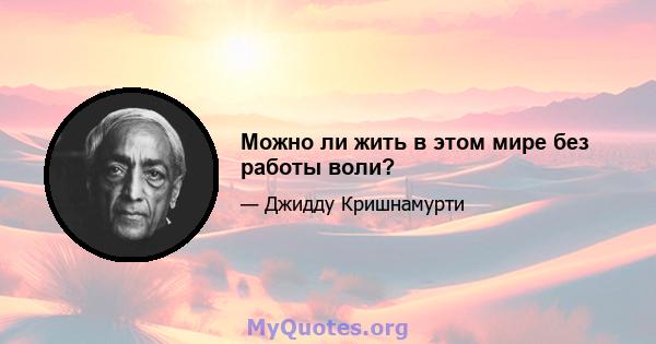 Можно ли жить в этом мире без работы воли?