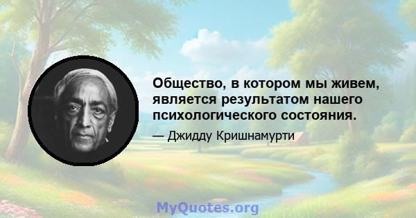 Общество, в котором мы живем, является результатом нашего психологического состояния.