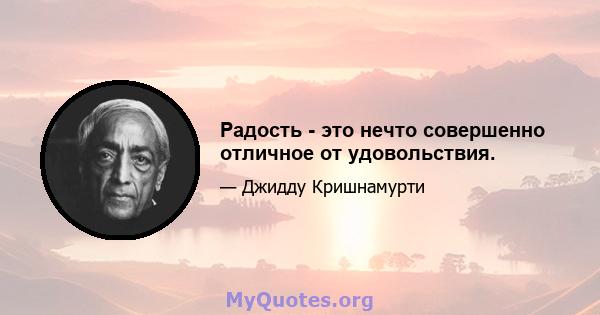 Радость - это нечто совершенно отличное от удовольствия.