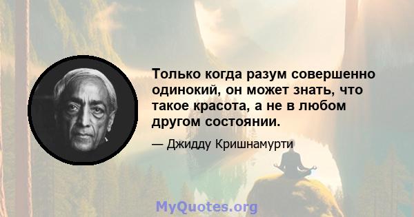 Только когда разум совершенно одинокий, он может знать, что такое красота, а не в любом другом состоянии.