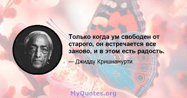 Только когда ум свободен от старого, он встречается все заново, и в этом есть радость.