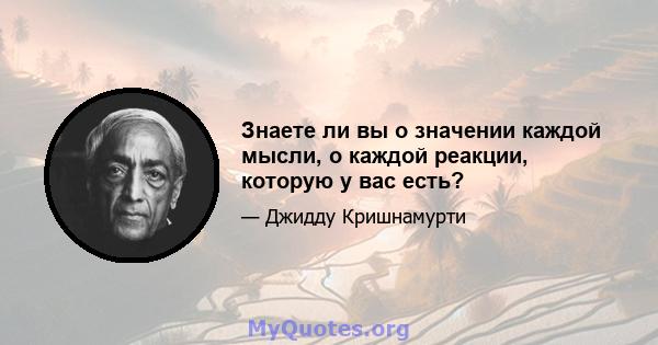 Знаете ли вы о значении каждой мысли, о каждой реакции, которую у вас есть?