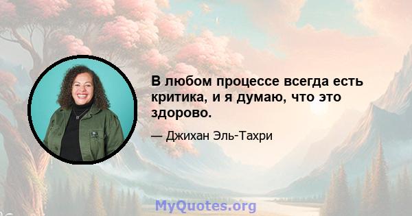 В любом процессе всегда есть критика, и я думаю, что это здорово.