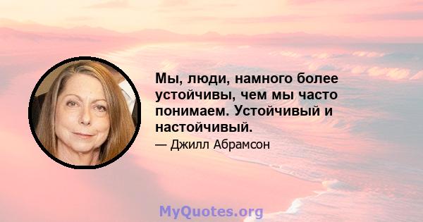 Мы, люди, намного более устойчивы, чем мы часто понимаем. Устойчивый и настойчивый.