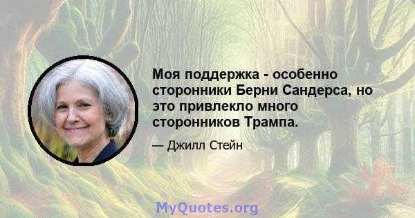 Моя поддержка - особенно сторонники Берни Сандерса, но это привлекло много сторонников Трампа.