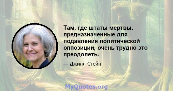 Там, где штаты мертвы, предназначенные для подавления политической оппозиции, очень трудно это преодолеть.