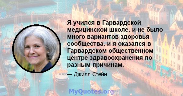 Я учился в Гарвардской медицинской школе, и не было много вариантов здоровья сообщества, и я оказался в Гарвардском общественном центре здравоохранения по разным причинам.