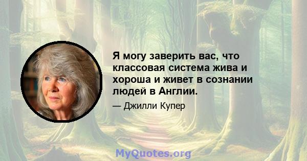 Я могу заверить вас, что классовая система жива и хороша и живет в сознании людей в Англии.