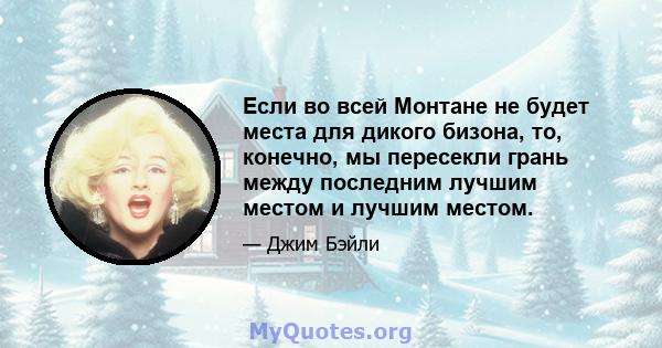 Если во всей Монтане не будет места для дикого бизона, то, конечно, мы пересекли грань между последним лучшим местом и лучшим местом.