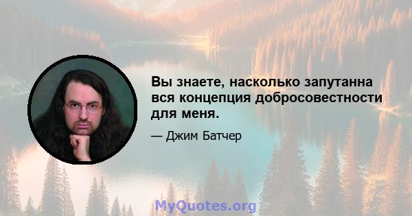 Вы знаете, насколько запутанна вся концепция добросовестности для меня.