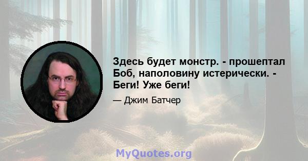 Здесь будет монстр. - прошептал Боб, наполовину истерически. - Беги! Уже беги!