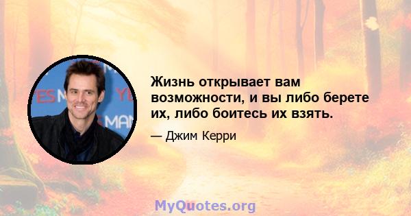 Жизнь открывает вам возможности, и вы либо берете их, либо боитесь их взять.