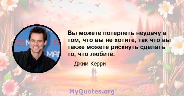 Вы можете потерпеть неудачу в том, что вы не хотите, так что вы также можете рискнуть сделать то, что любите.