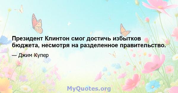 Президент Клинтон смог достичь избытков бюджета, несмотря на разделенное правительство.