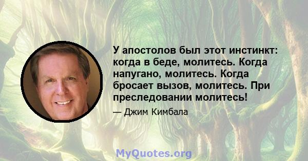 У апостолов был этот инстинкт: когда в беде, молитесь. Когда напугано, молитесь. Когда бросает вызов, молитесь. При преследовании молитесь!