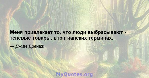 Меня привлекает то, что люди выбрасывают - теневые товары, в юнгианских терминах.