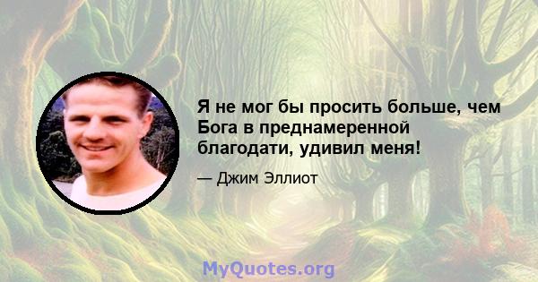 Я не мог бы просить больше, чем Бога в преднамеренной благодати, удивил меня!