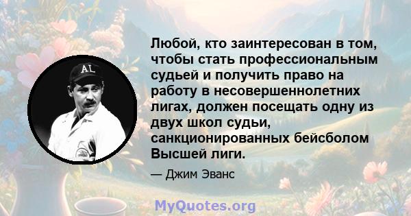 Любой, кто заинтересован в том, чтобы стать профессиональным судьей и получить право на работу в несовершеннолетних лигах, должен посещать одну из двух школ судьи, санкционированных бейсболом Высшей лиги.