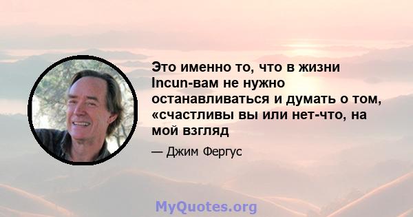 Это именно то, что в жизни Incun-вам не нужно останавливаться и думать о том, «счастливы вы или нет-что, на мой взгляд