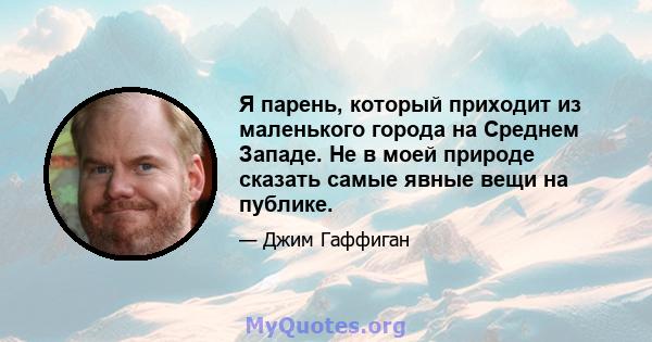 Я парень, который приходит из маленького города на Среднем Западе. Не в моей природе сказать самые явные вещи на публике.