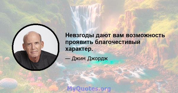 Невзгоды дают вам возможность проявить благочестивый характер.