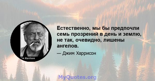 Естественно, мы бы предпочли семь прозрений в день и землю, не так, очевидно, лишены ангелов.