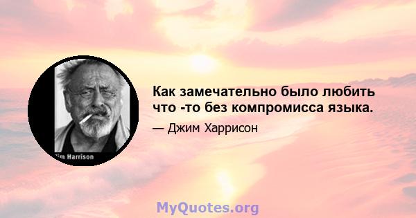 Как замечательно было любить что -то без компромисса языка.