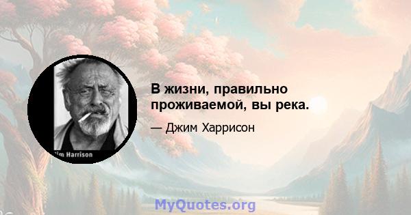 В жизни, правильно проживаемой, вы река.